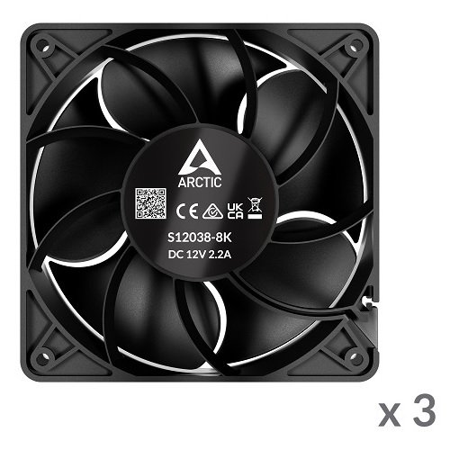 ARCTIC S12038-8 serverio ventiliatoriai, 4-pin, 120mm, 3 vnt.