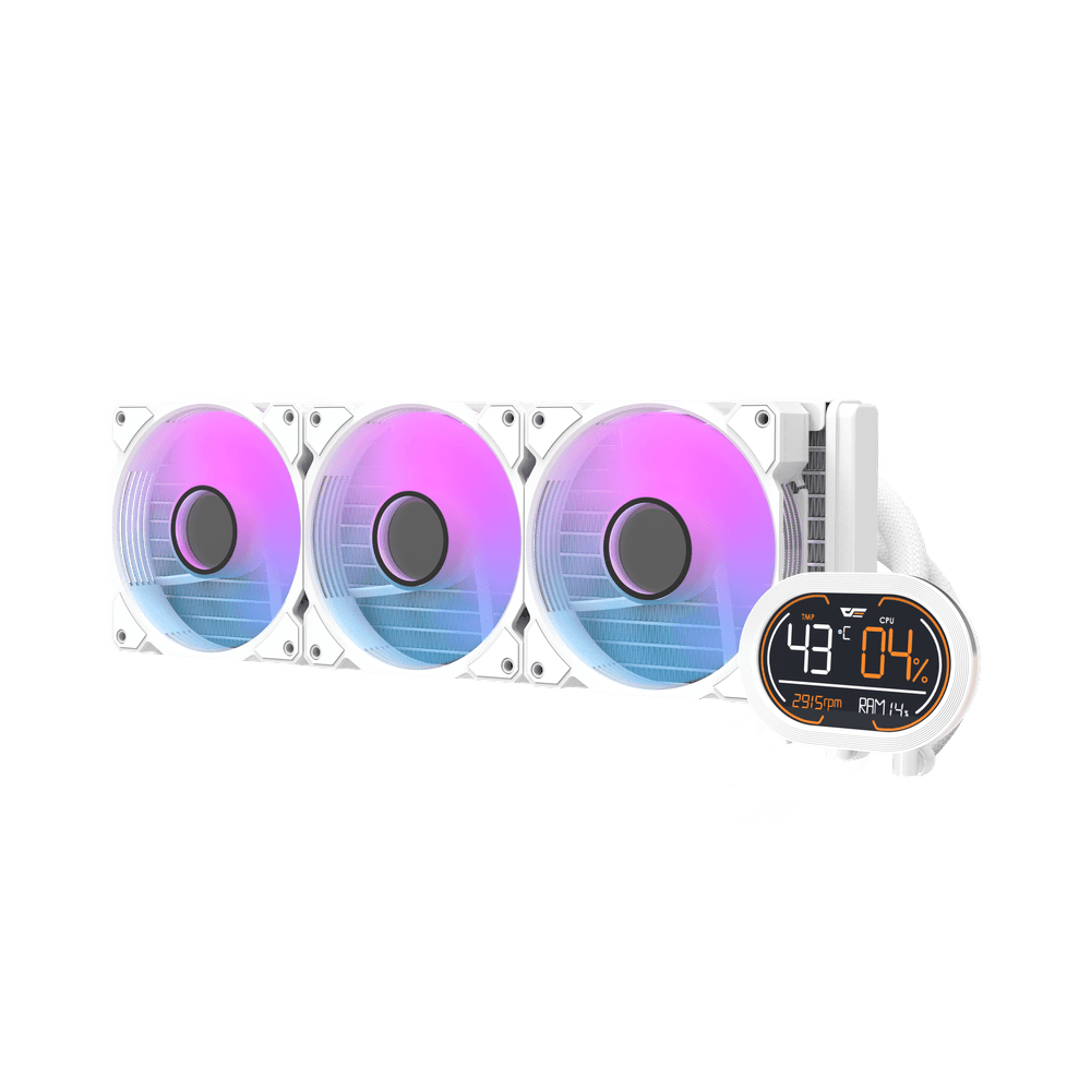 Darkflash DH360D Procesoriaus (CPU) Vandens Aušintuvas Su LCD - Baltas
