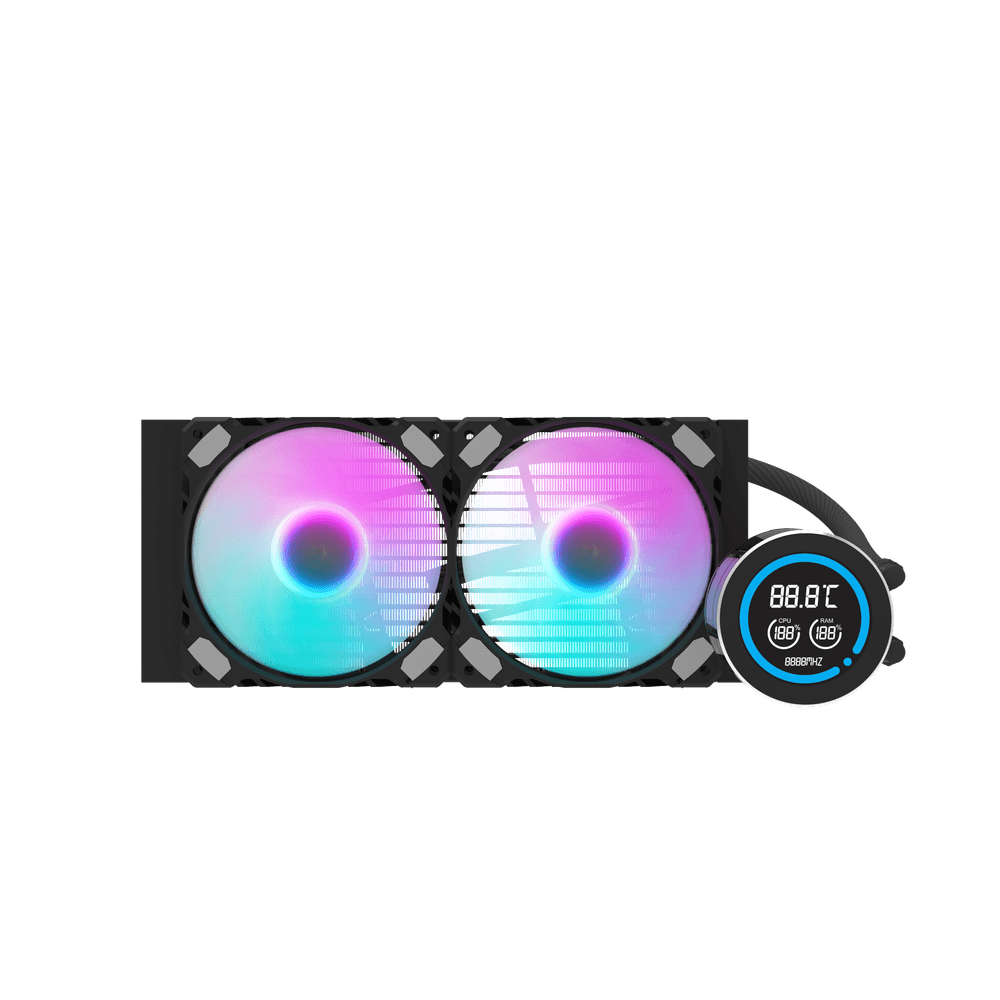 Darkflash Nebula DN240D Procesoriaus (CPU) Vandens Aušintuvas Su LCD - Juodas