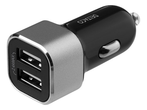 Automobilinis įkroviklis DELTACO USB-A, 17 W, juodas / sidabrinis / USB-CAR126