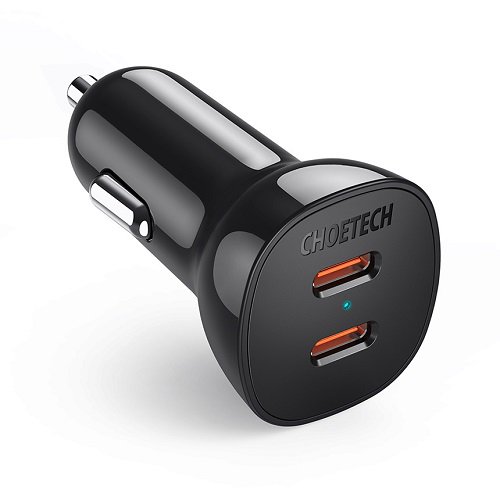 Kroviklis CHOETECH 2xUSB-C: 12-24V, 40W, QC3.0+ PD