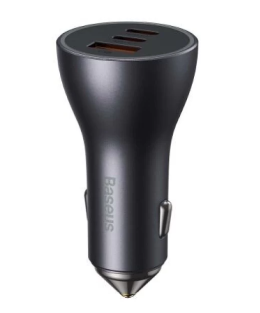 Automobilinis BASEUS įkroviklis 12-24V 65W USB + 2xUSB-C QC4+ PD3.0, pilkas