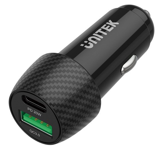 UNITEK CAR CHARGER 38W, USB-A USB-C, QC3.0, P1400A