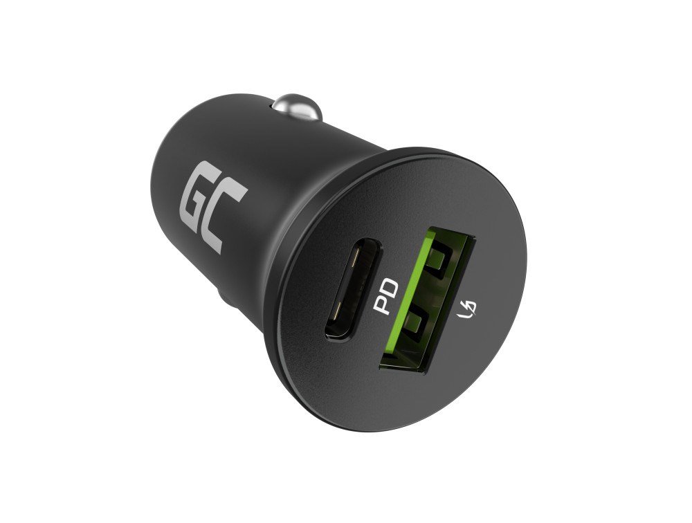 Green Cell GC CADM-GC-38AC - USB-Ladegeraet 38 W 1x USB-C USB-A schwarz Flashlight, GPS, Headphones