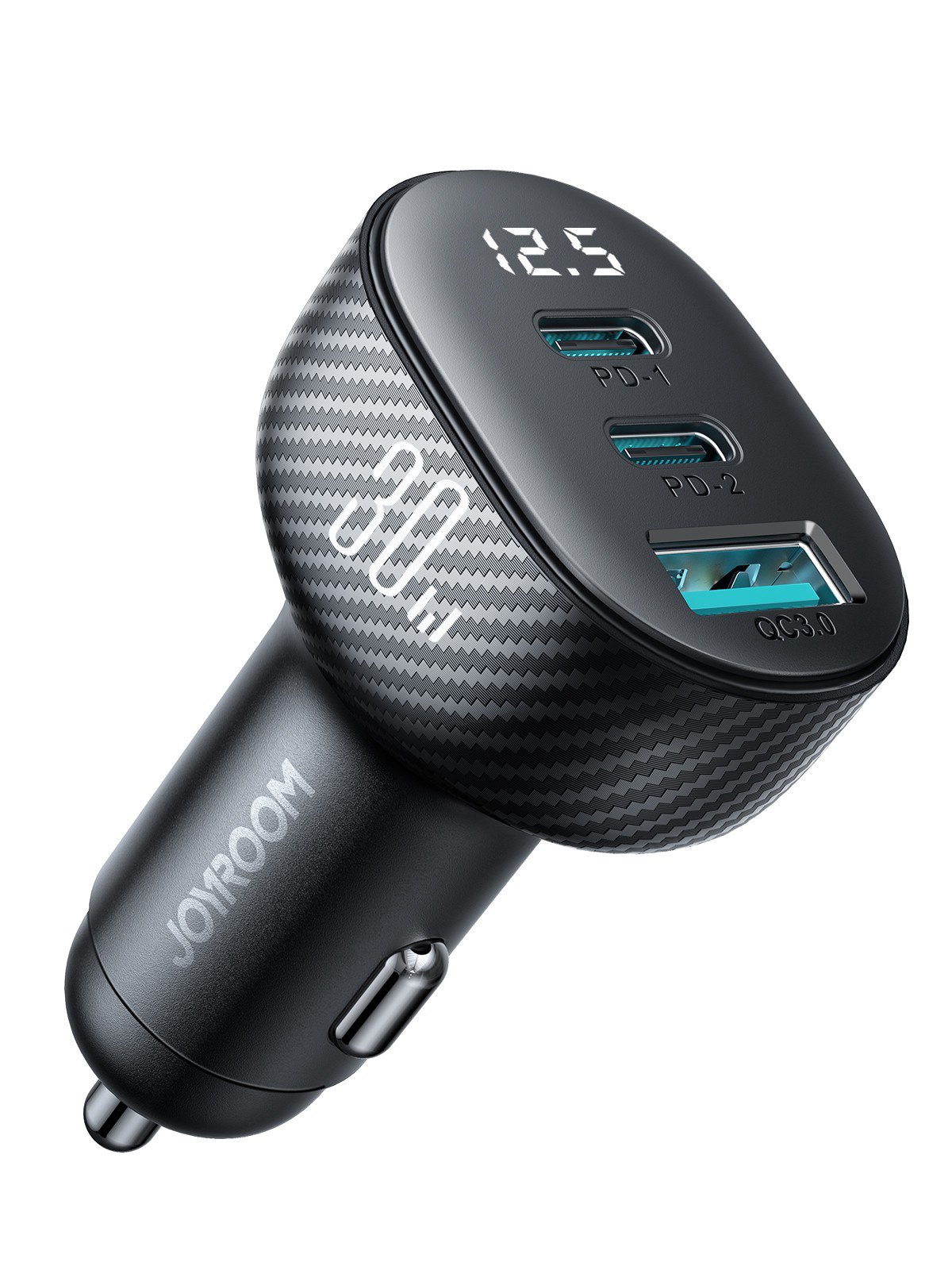 Automobilinis įkroviklis Joyroom JR-CCD04 2xUSB-C/USB-A 30W juodas