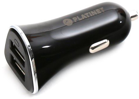 Platinet car charger + cable 2xUSB 3400mA, black (43719)