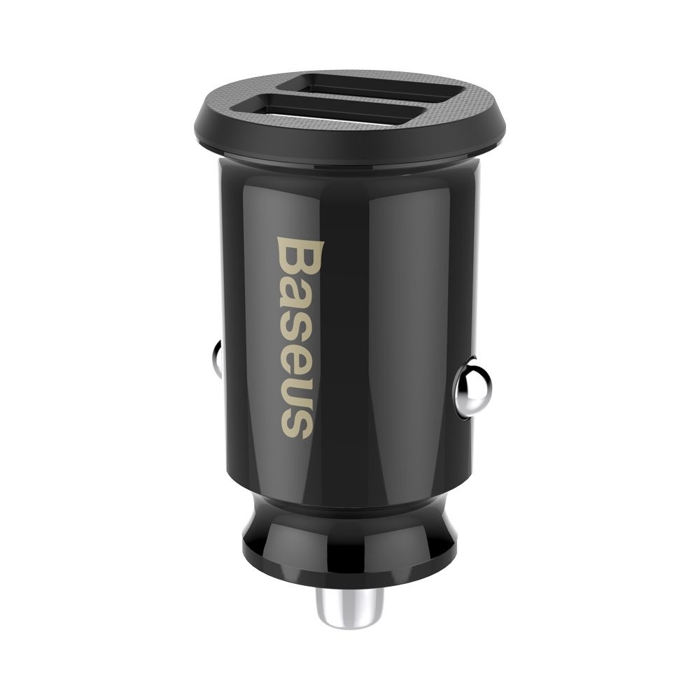 Įkroviklis automobilinis Baseus Grain (3.1A) su 2 USB jungtimis juodas CCALL-ML01
