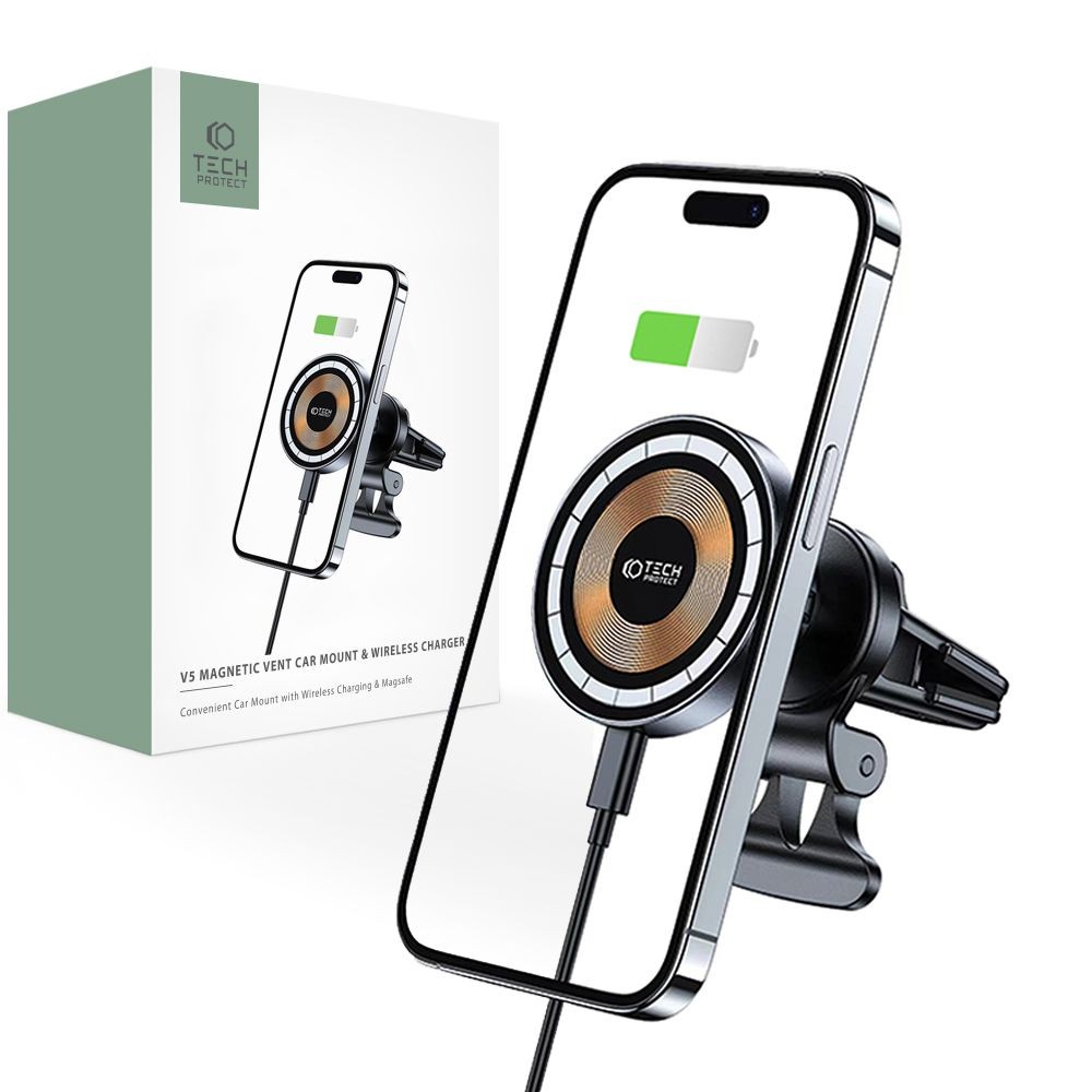 Automobilinis telefono laikiklis "Tech-Protect MM15W-V5 Magnetic Magsafe Vent Car Mount Wireless Charger 15W"