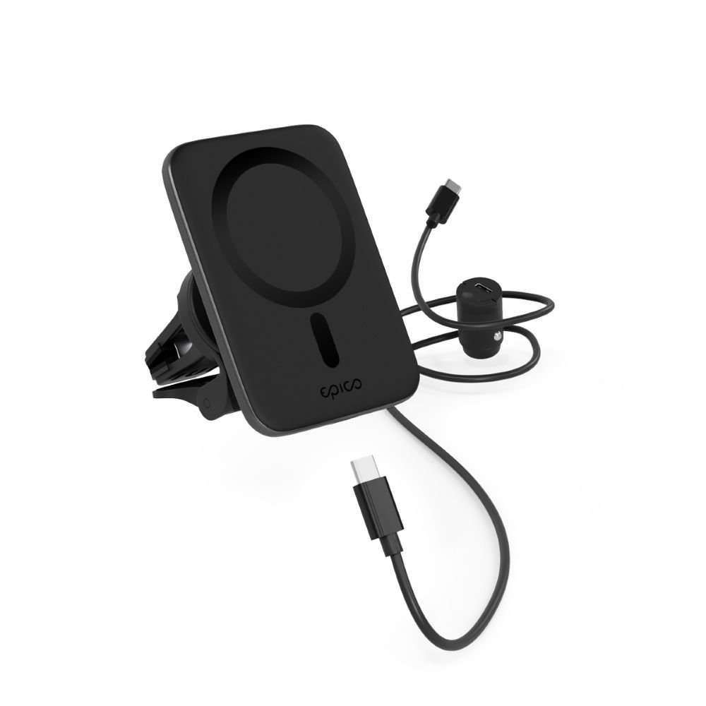 Automobilinis įkroviklis EPICO Magsafe Wireless Qi2 15 W, juodas