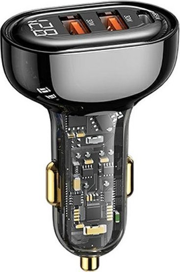 Charger Usams USAMS Loading Alone. 1xUSB-C 2xUSB-A 125W Fast Charge transparent black CC158CC01 (US