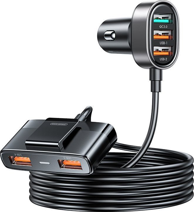 Charger Joyroom Joyroom fast car charger with extension 45W 5xUSB-A black (JR-CL03 Pro)