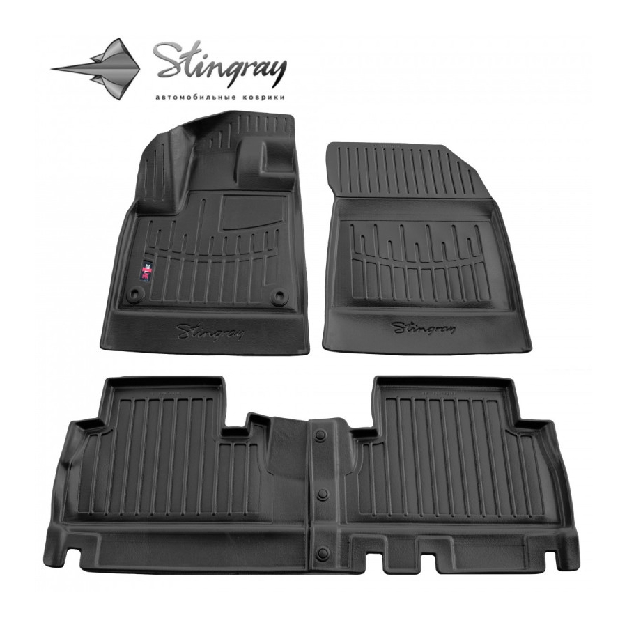 Guminiai 3D kilimėliai OPEL Combo E 2018→ (Su porankiu, Juodos spalvos)