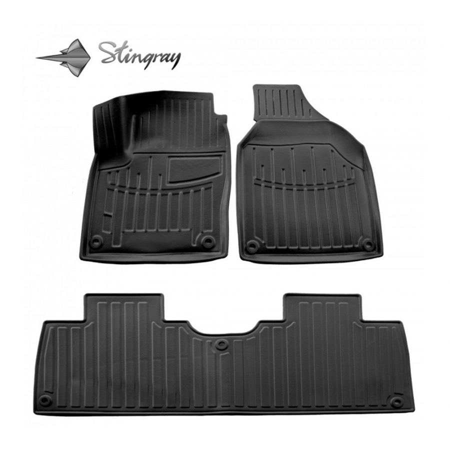 Guminiai 3D kilimėliai SEAT Alhambra I (7M) 1996-2010 (2 eilės, Juodos spalvos)