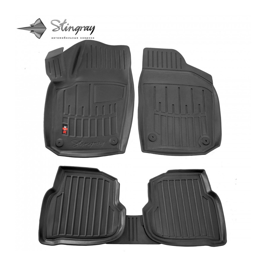 Guminiai 3D kilimėliai VOLKSWAGEN Polo Sedan 2010-2020 (Juodos spalvos)