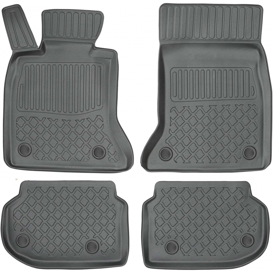 Guminiai (TPE) kilimėliai GuardLiner 3D BMW 5 (F10) Sedan 2010-2013 (Atstumas tarp priekinių sėdynių bėgelių 415mm, Paaukštintais kraštais)