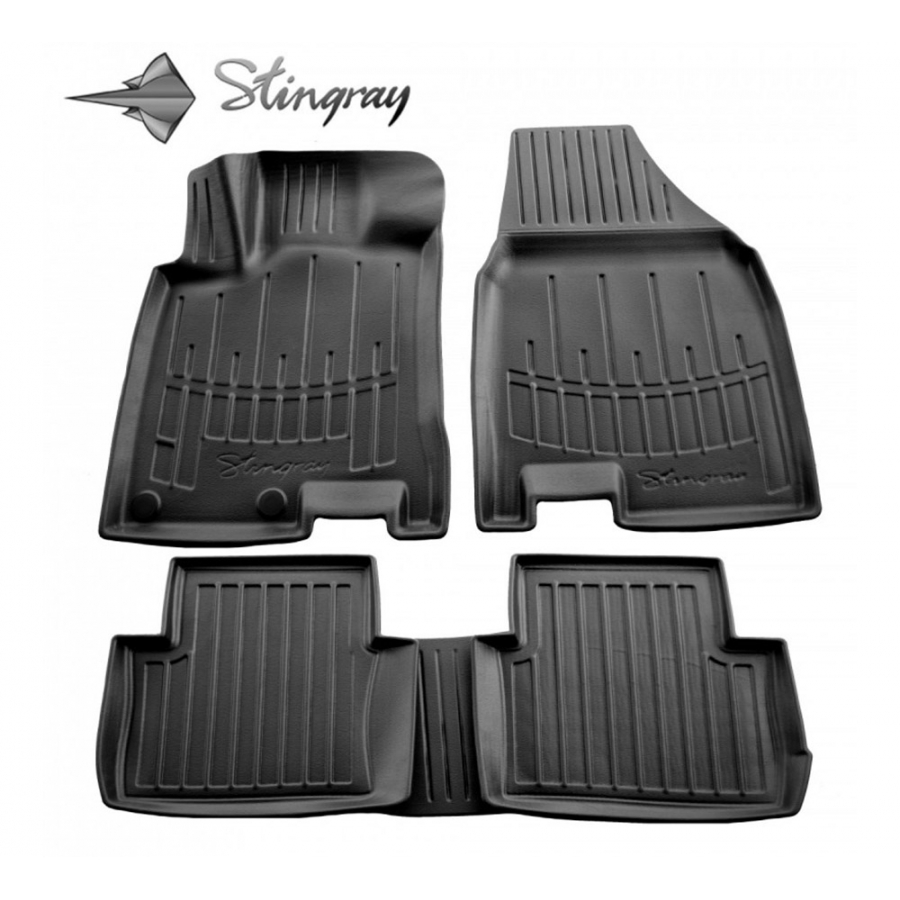 Guminiai 3D kilimėliai NISSAN Qashqai+2 (NJ10) 2008-2014 (Dvi eilės, Juodos spalvos)