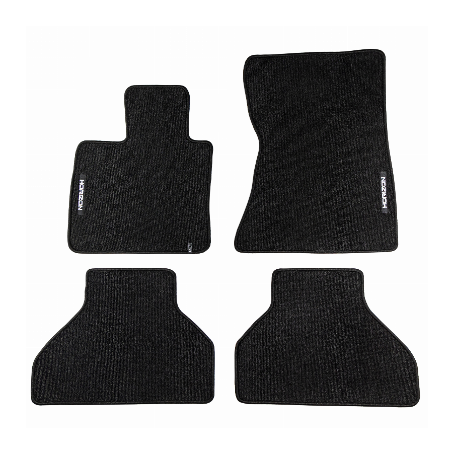 Veliūriniai HORIZON kilimėliai BMW X5 (E70) 2006-2013 (Juodos spalvos)