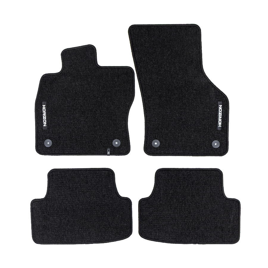 Veliūriniai HORIZON kilimėliai SEAT Leon 2012-2020 (Juodos spalvos)