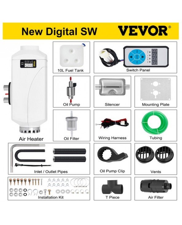 5KW automobilio šildytuvas 12V oro dyzelinis šildytuvas, skirtas autobusams, automobiliams, valtims, jachtoms, nameliams