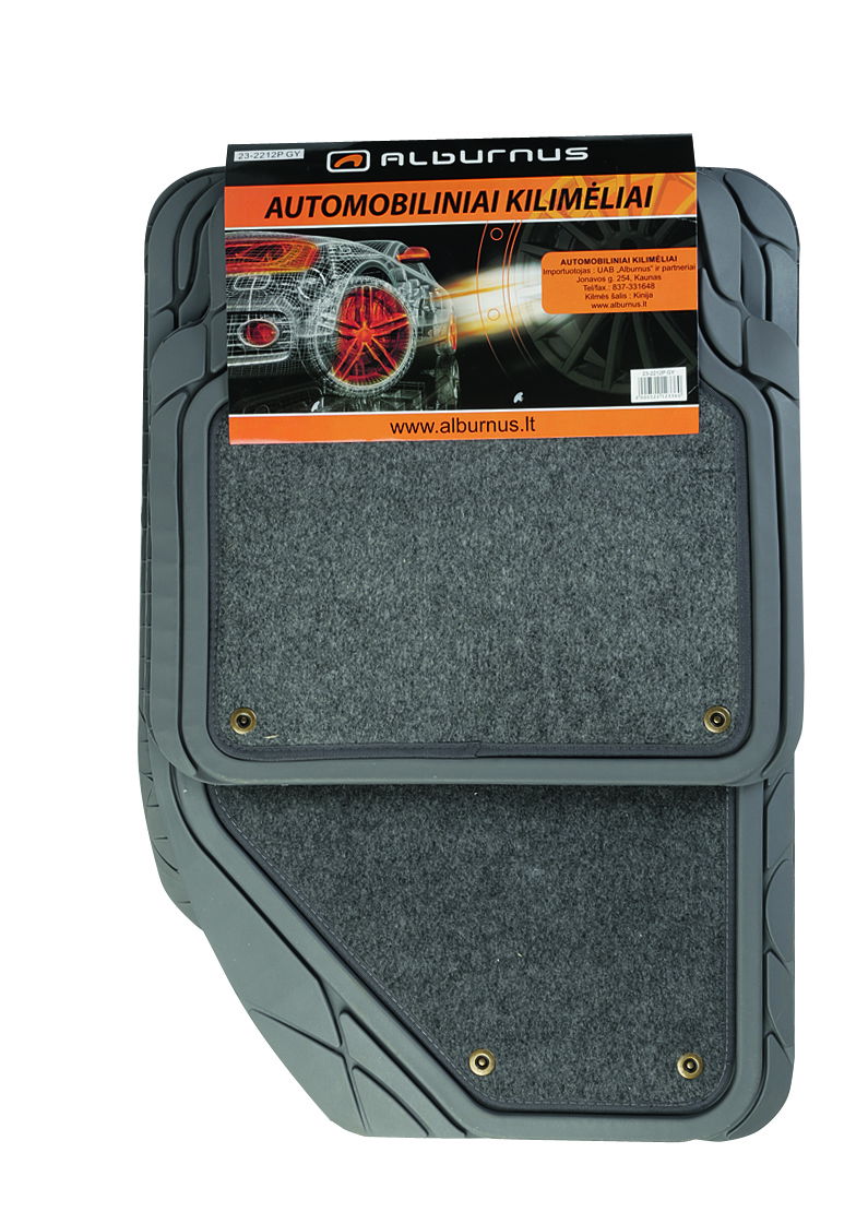 Automobiliniai kilimėliai ALBURNUS, 75 x 50 cm, 50 x 45 cm, pilka sp., guminiai, 4 vnt.