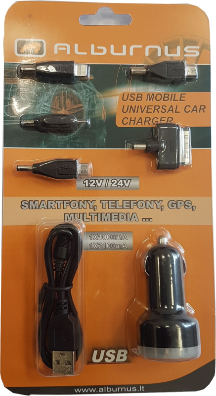 Universalus telefono pakrovėjas + 2USB 3.1A(2.1A,1A)