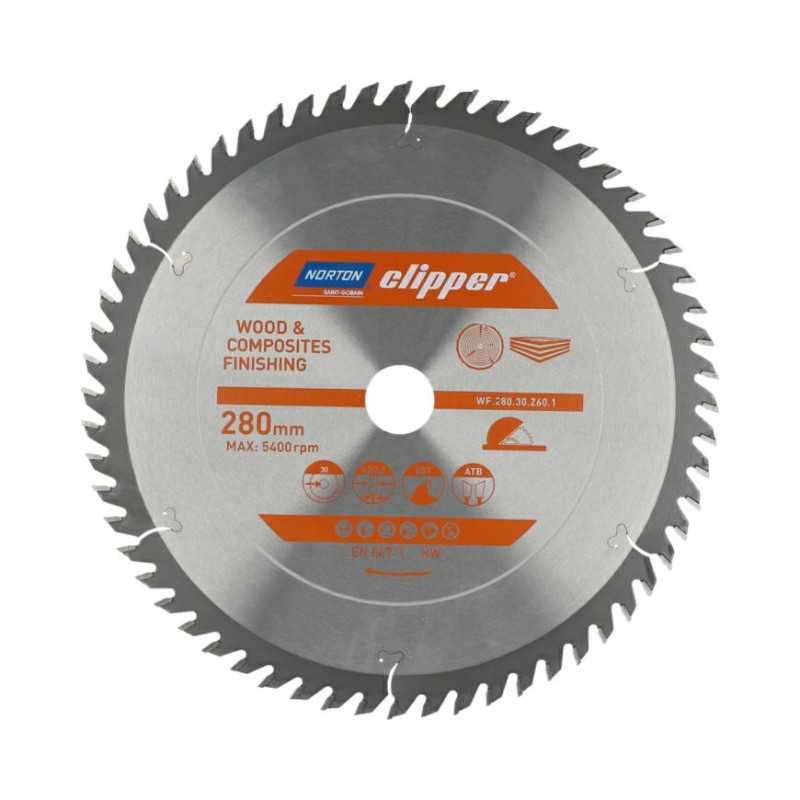 70184608120 NORTON TARGET TOOL pjūklas 280mm x 30mm x 60z mediena ir kompozitai ATB (3,2 / 2,2)