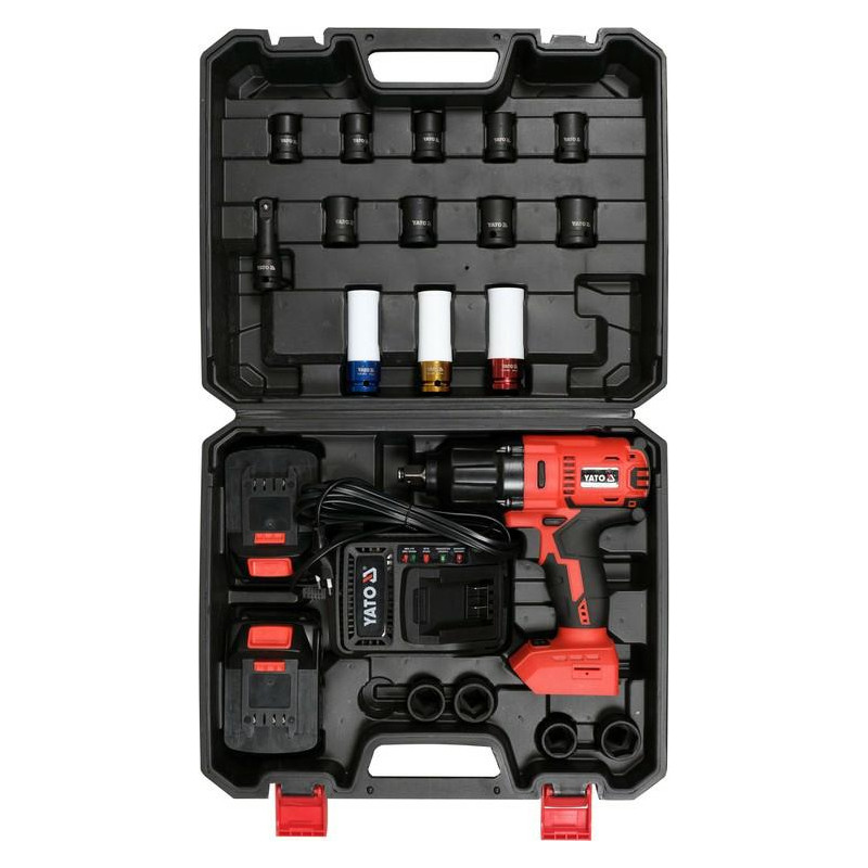 YT-82807 YT.IMPACT VERŽLIARAKTIS 18V LI-ION 1/2" 2x3,0Ah KIT 21el.