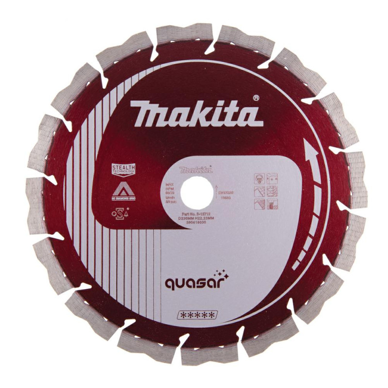 B-12712 MAKITA DIAMOND TARGET 230x22.23mm SEGMENTAS (sausas/MOKRO) BETONAS, AKMENS
