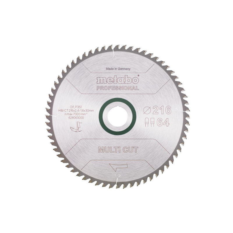628063000 METABO diskinio pjūklo diskas HW/CT 216x30x64z MULTI CUT PROFESSIONAL