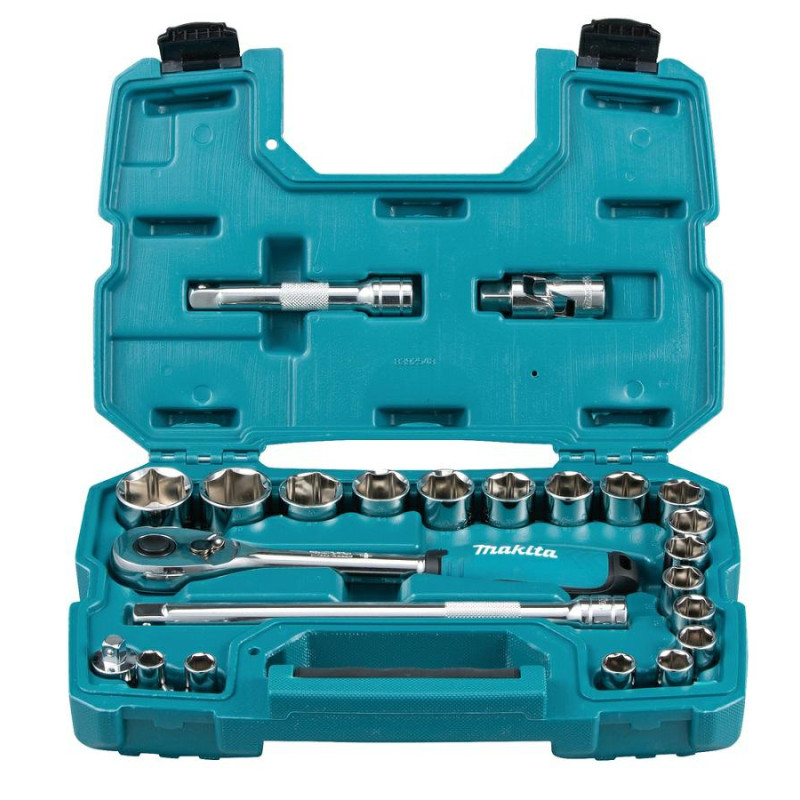 B-65589 "MAKITA" LIZDŲ RINKINYS + 1/2" VERŽLIARAKTIS SU REKETU. 23 vnt.