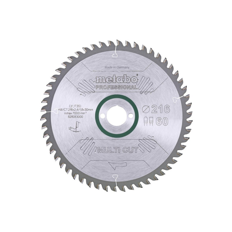 628083000 METABO diskinio pjūklo diskas HW/CT 216x30x60z MULTI CUT PROFESSIONAL