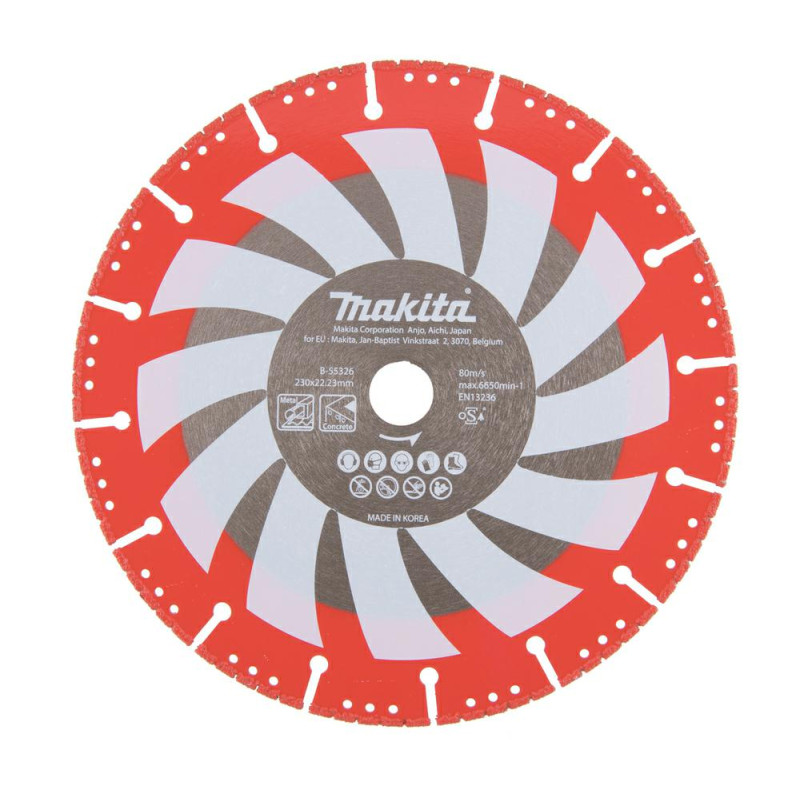 B-55326 MAKITA RESCUE DIAMOND TARGET 230x22,23mm SEGMENTAS(DRY) PELENAS, INOX, PVC, BETONAS, STIKLAS