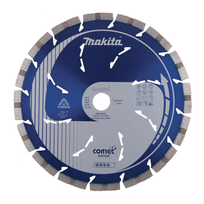 B-12784 MAKITA DIAMOND TARGET 230x22.23mm SEGMENTAS (SUCHAS) BETONAS, KALADĖLĖS
