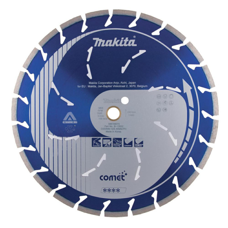 B-13552 MAKITA DIAMOND TARGET 350x25,4 mm SEGMENTAS (DRY/MOKRO) BETONAS, GRŪDAS
