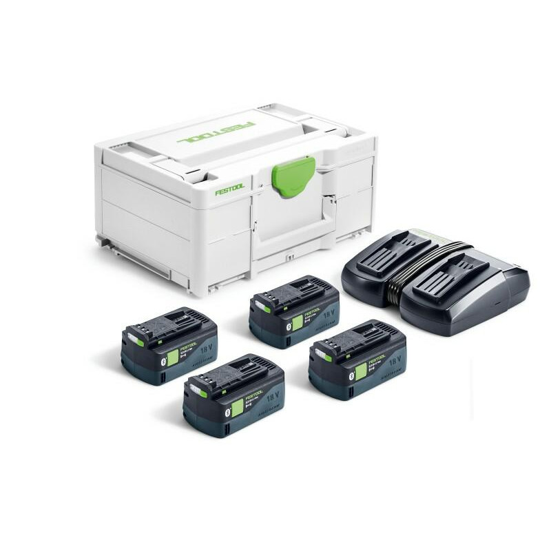 577709 FT.BATTERY BP 18 Li 5,0 ASI 4vnt. + įkroviklis SYS 18V 4x5,0/TCL 6 DUO
