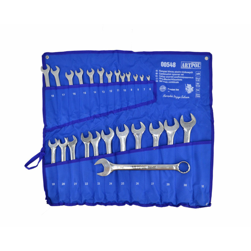 00548 KLUCZ PŁASKO-OCZKOWY    25szt.(6-32) AR. 6-28 30 32mm ETUI. CRV POLEROWANE