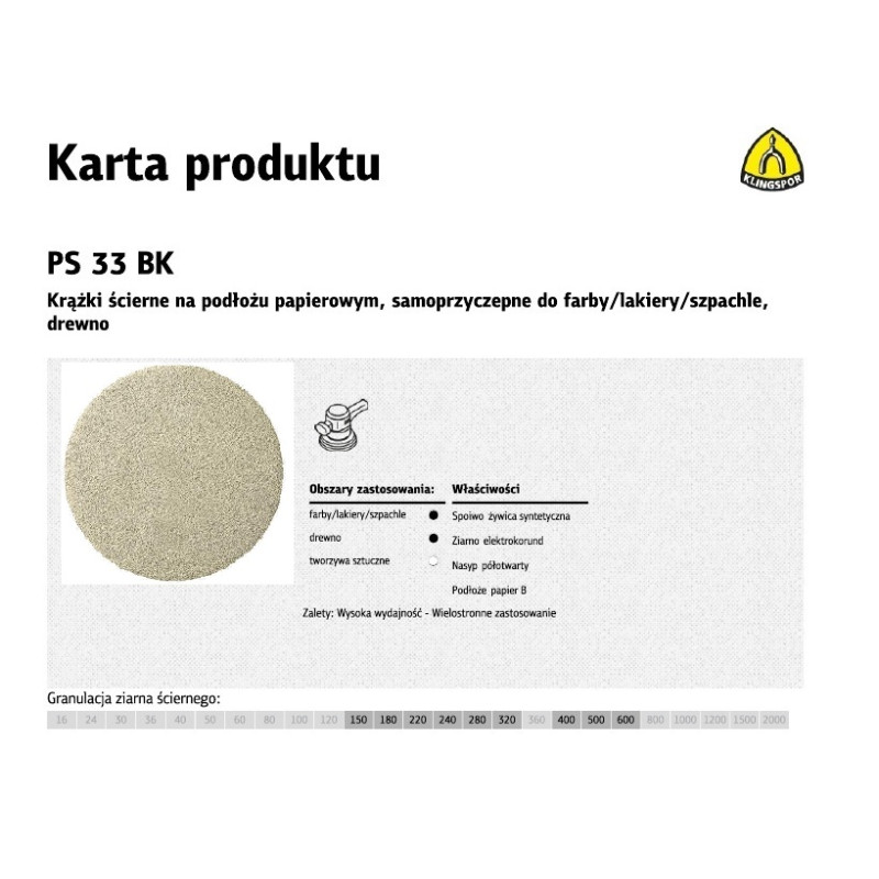 251230 K.KRĄŻEK 225 PS33BK  gr.150 /50szt. SZPACHLA