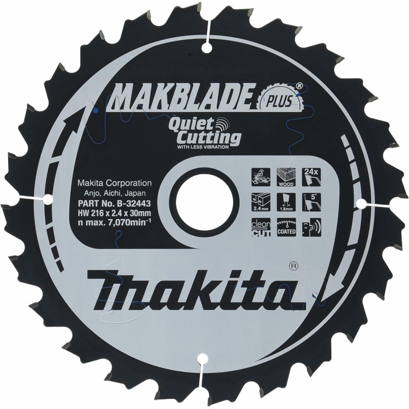 B-32443 MAKITA diskinio pjūklo diskas 216x30x24z MAKBLADE PLUS WOOD