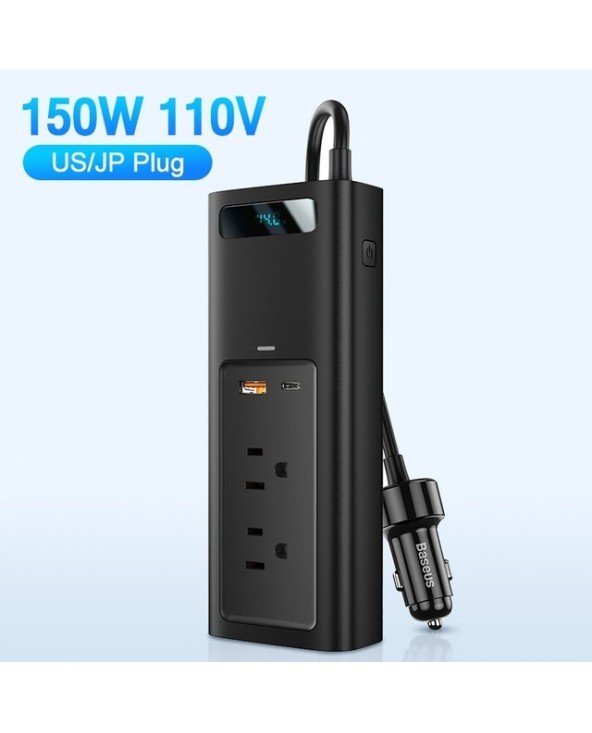 „Baseus“ automobilio keitiklis DC 12V–AC 220V 110V automatinis keitiklis C tipo USB greitasis įkroviklis