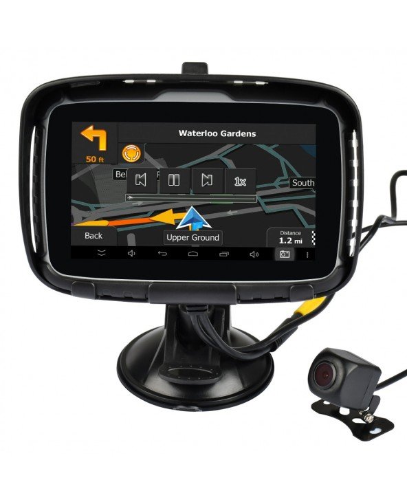 „Fodsports 5.0“ motociklo GPS navigacija „Android 6.0“ 720P vaizdo įrašymo įrenginys, atsparus vandeniui „Bluetooth“ navigator