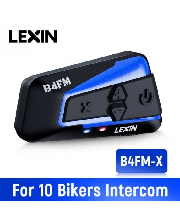 Prekės ženklas Lexin LX-B4FM-X 10 Riders Intercom Motociklų "Bluetooth" šalmų ausinės BT Moto Intercomunicador su FM radiju