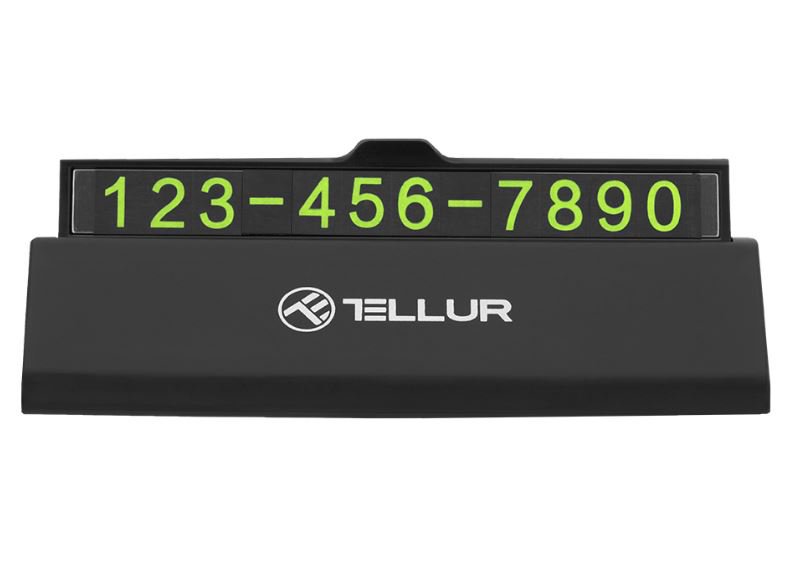 Tellur Temporary Car Parking Phone Number Card Black