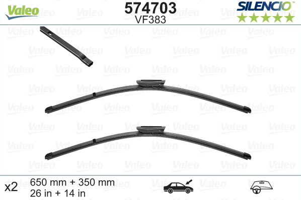 Automobilinis valytuvas VALEO SILENCIO RENAULT FLAT BLADE, 650/350 mm