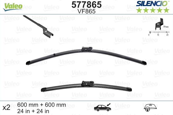 Automobilinis valytuvas VALEO SILENCIO MERCEDES-BENZ FLAT BLADE, 600 mm