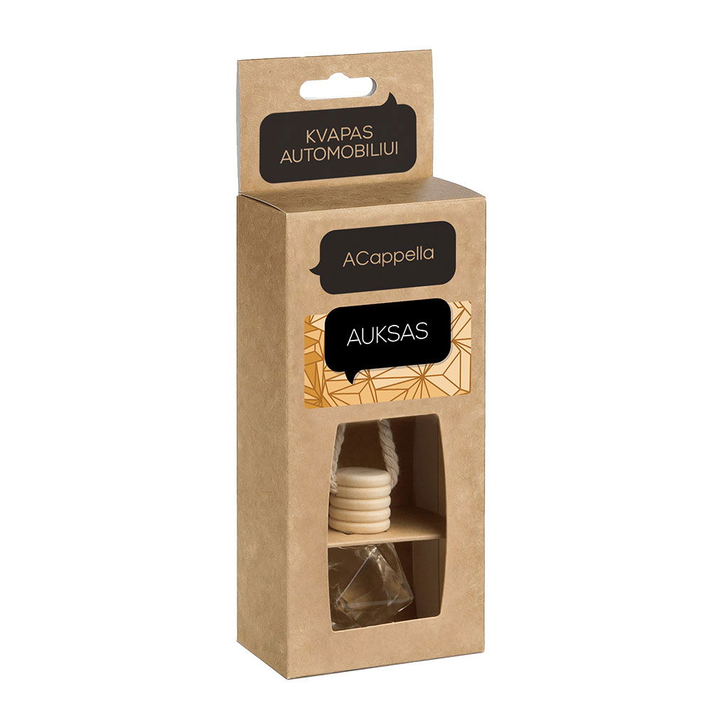 Automobilinis oro gaiviklis ACAPPELLA  Auksas, stiklinis daugiakampis, 7 ml