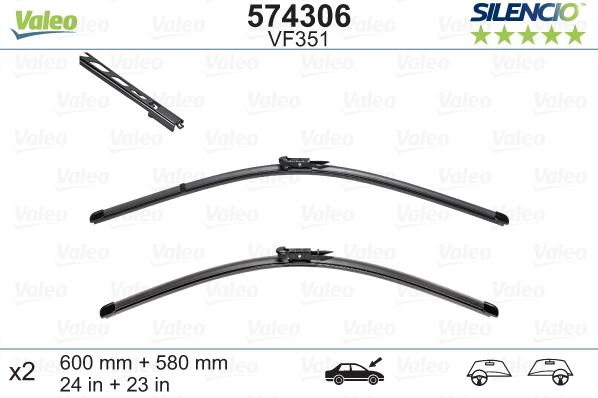Automobilinis valytuvai VALEO SILENCIO FLAT BLADE, 600 mm
