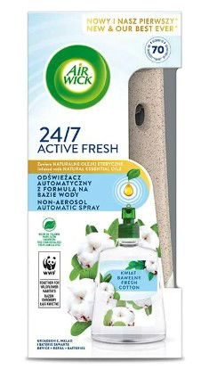 Automatinis oro gaiviklis AIRWICK su medvilnės žiedų kvapo užpildu, 228 ml