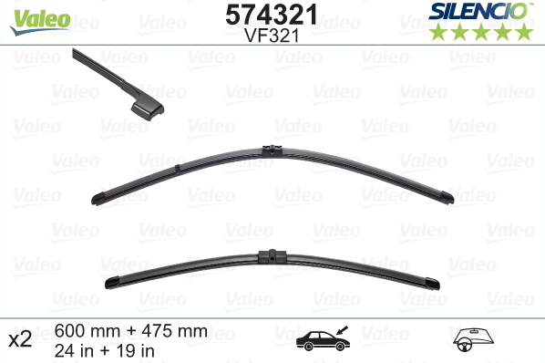Automobilinis valytuvas VALEO SILENCIO BMW FLAT BLADE, 600/475 mm