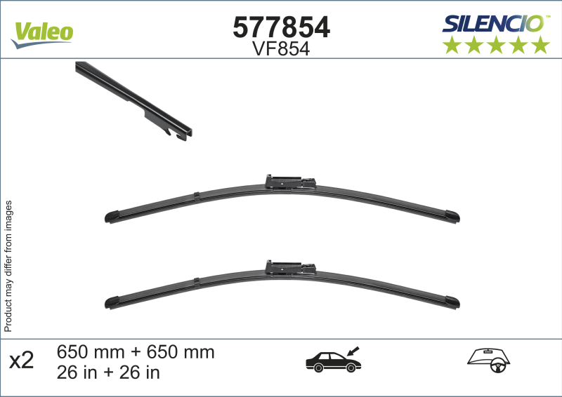 Automobilinis valytuvas VALEO SILENCIO SEAT FLAT BLADE, 650 mm