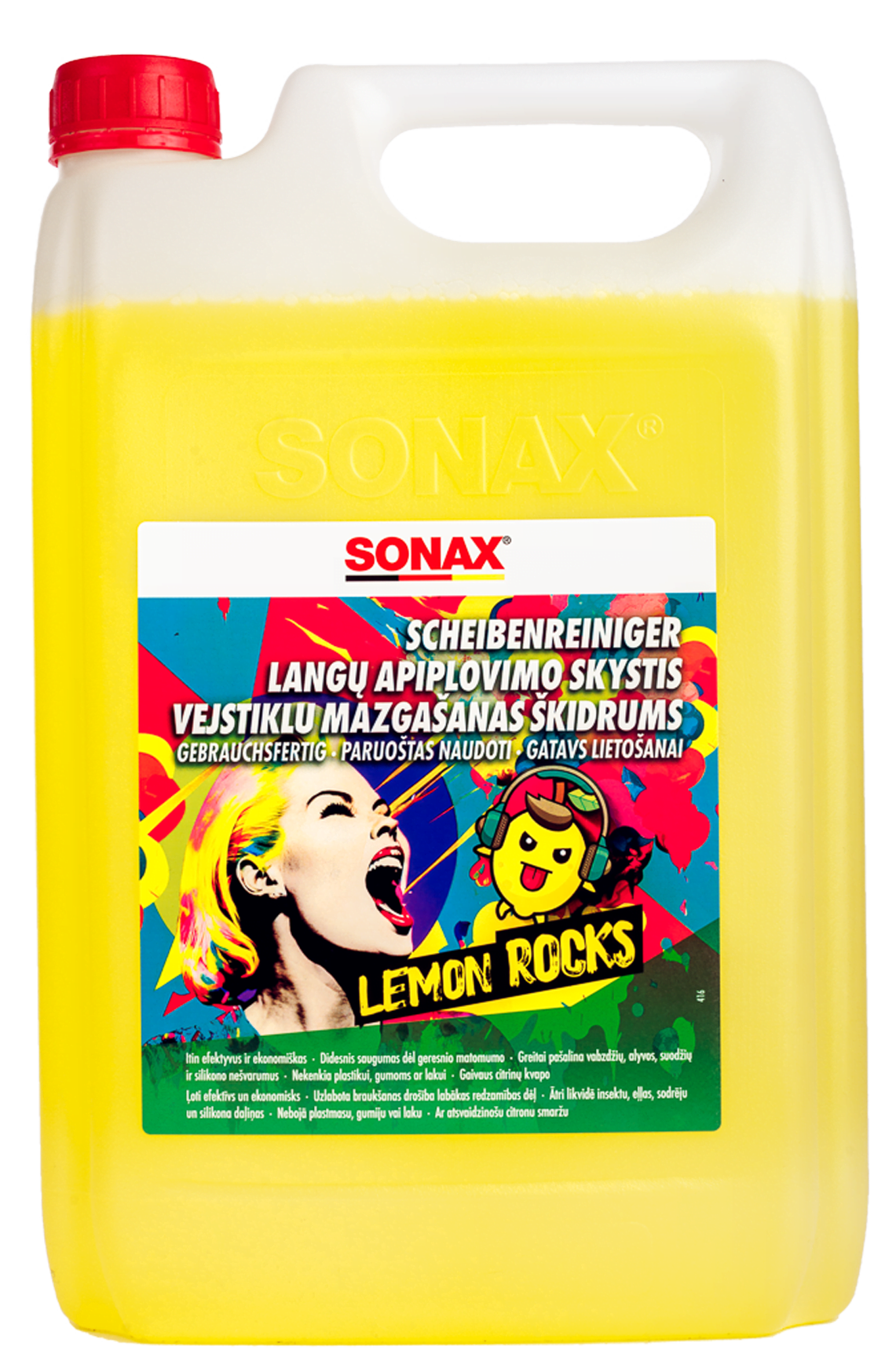 Vasarinis langų apiplovimo skystis SONAX Lemon Rocks, 4L